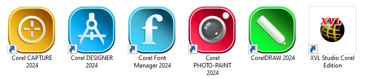 COREL CAPTURE - COREL DESIGNER - COREL FONT MANAGER - COREL PHOTO PAINT - CORELDRAW - XVL STUDIO COREL EDITION